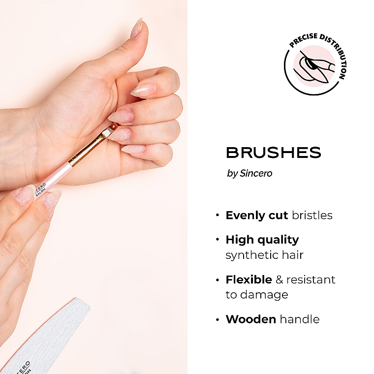 Owalny pędzel do manicure, nr 6 - Sincero Salon Gel Brush Oval  — Zdjęcie N4