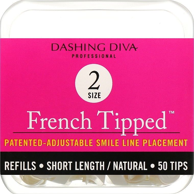 Tipsy krótkie naturalne French - Dashing Diva French Tipped Short Natural 50 Tips (Size 2) — Zdjęcie N1