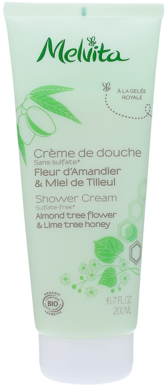Organiczny krem pod prysznic Migdał i limonka - Melvita Body Care Shower Cream Almond Tree Flower & Lime Tree Honey — Zdjęcie N1