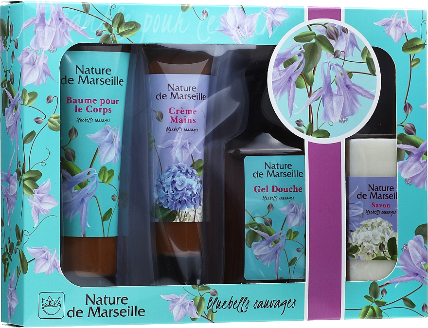 Zestaw kosmetyków o zapachu hiacyntowca - Nature de Marseille (b/balm/150ml + h/cr/60ml + sh/gel/100ml + soap/90g) — Zdjęcie N1
