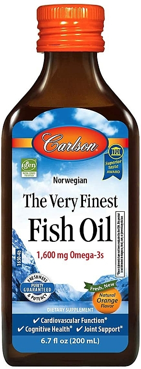 Suplement diety w płynie, Olej rybny o smaku pomarańczowym - Carlson Labs The Very Finest Fish Oil — Zdjęcie N1