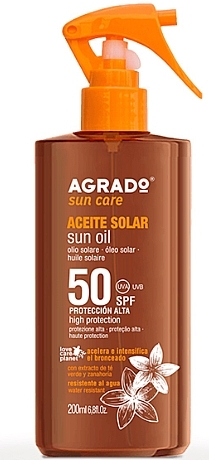 Olejek przyspieszający i wzmacniający opaleniznę SPF50 - Agrado Aceite Solar SPF50 — Zdjęcie N1