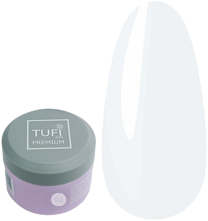 Żel do przedłużania paznokci - Tufi Profi Premium LED Gel 02 White — Zdjęcie N1