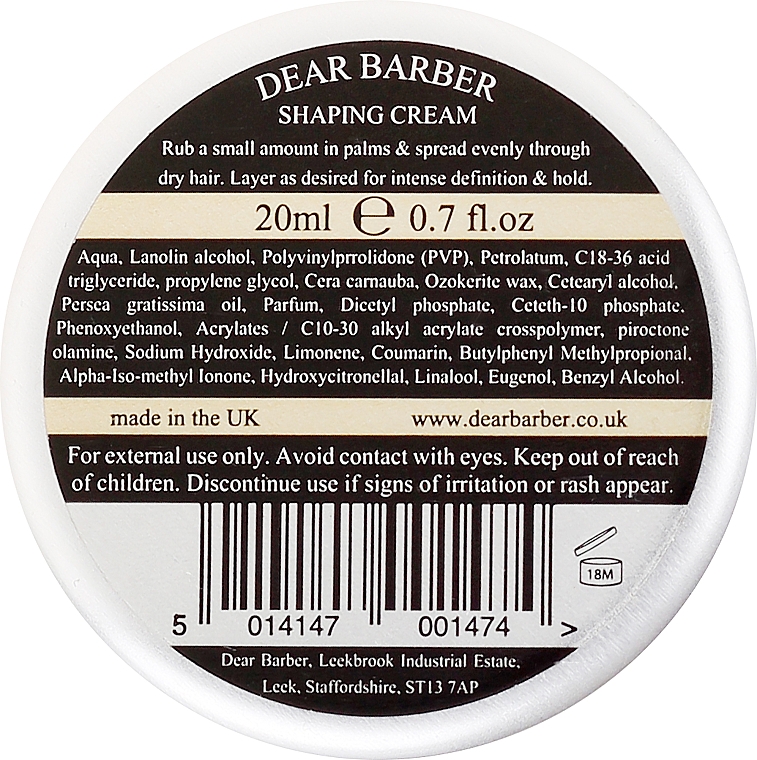 Zestaw do układania włosów i brody - Dear Barber Mini Styling Collection (fibre/20ml + h/paste/20ml + pomade/20ml + h/cr/20ml) — Zdjęcie N8