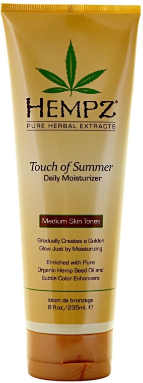 Brązujące mleczko do ciała do śniadej skóry - Hempz Touch of Summer Medium Moisturiser Skin Tonea