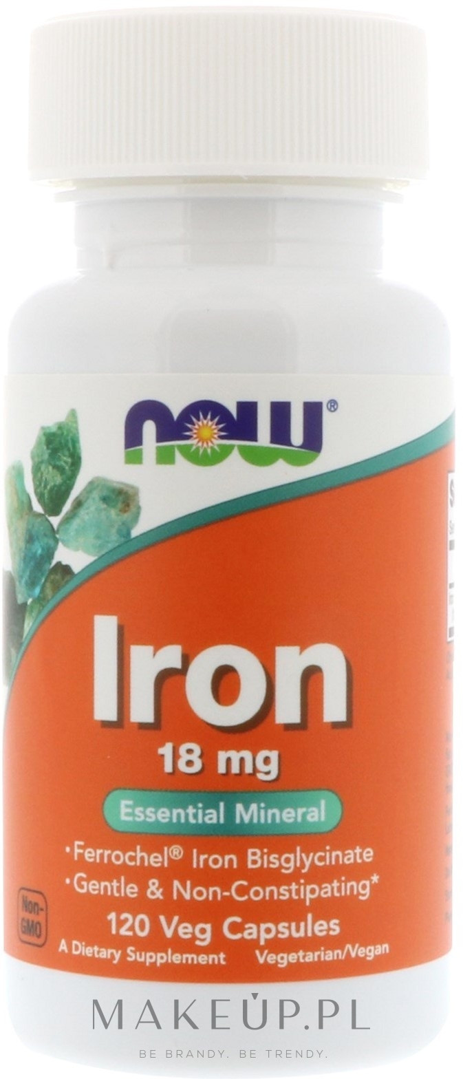 Kompleks żelaza, 18 mg. - Now Foods Iron — Zdjęcie 120 szt.