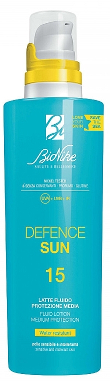 Balsam do ciała z filtrem przeciwsłonecznym - BioNike Defence Sun SPF15 Fluid Lotion Water Resistant — Zdjęcie N1