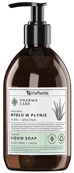 PREZENT! Naturalne mydło w płynie Aloes + mocznik - Vis Plantis Pharma Care Aloe + Urea Liquid Soap — Zdjęcie N1