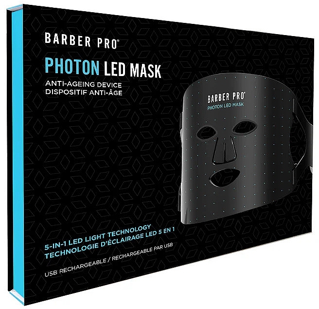 Profesjonalna przeciwstarzeniowa maska LED dla mężczyzn - BarberPro Photon Led Light Therapy Facial Mask — Zdjęcie N2