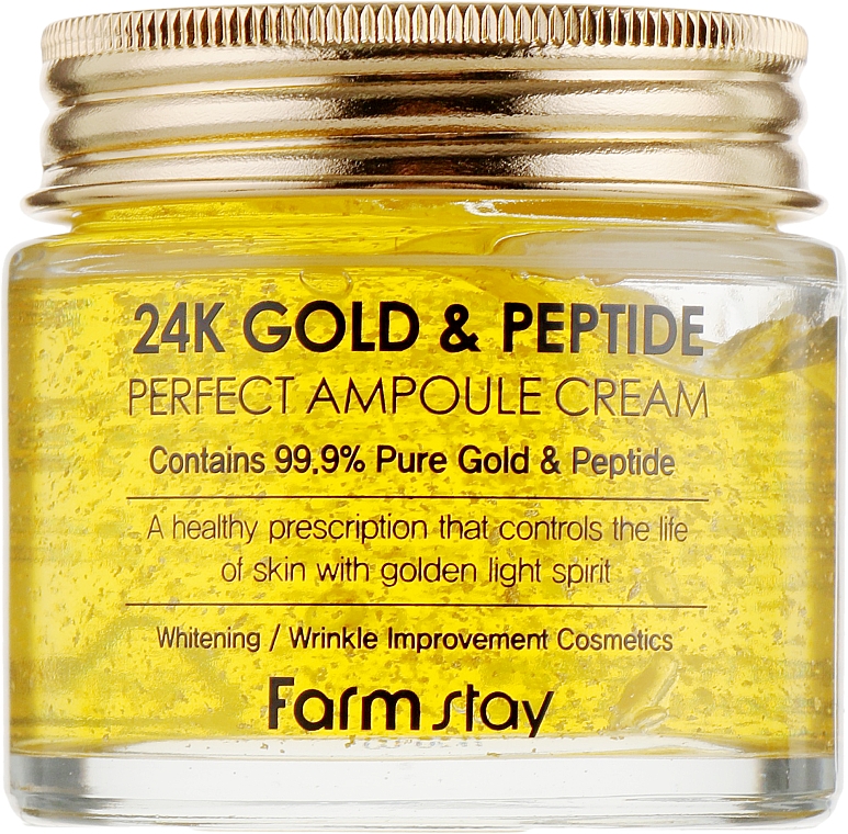 Krem w ampułce do twarzy ze złotem i peptydami - FarmStay 24K Gold & Peptide Perfect Ampoule Cream — Zdjęcie N1