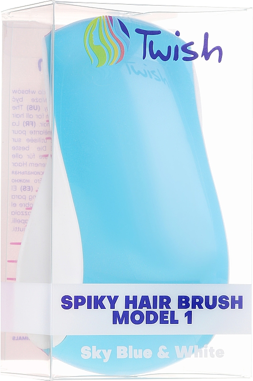 Szczotka do włosów, niebiesko-biała - Twish Spiky 1 Hair Brush Sky Blue & White — Zdjęcie N4