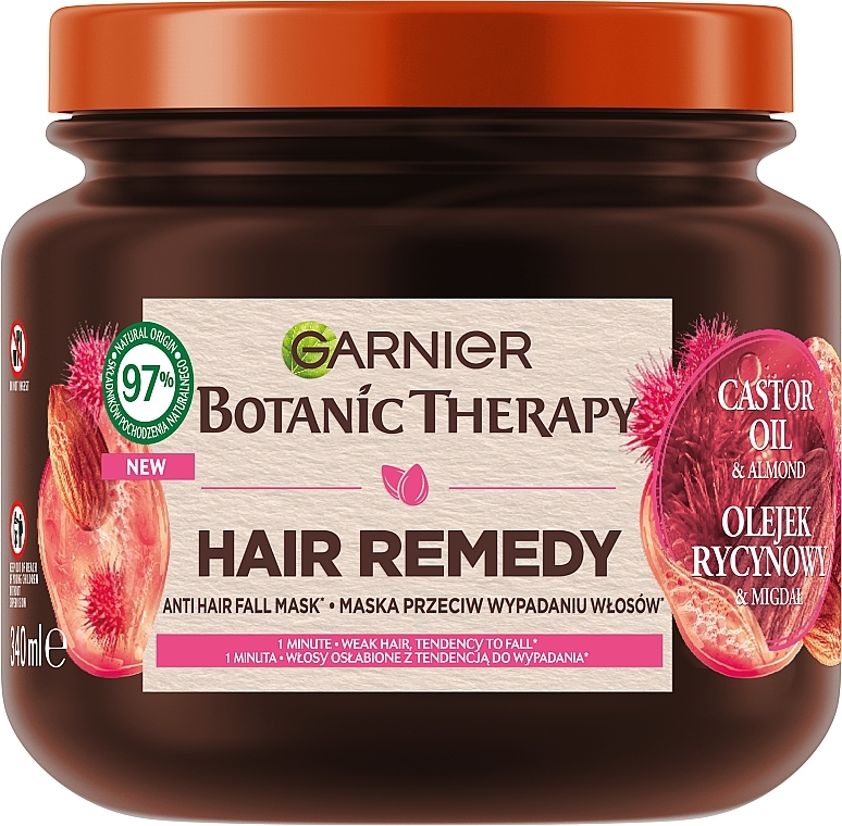 Maska przeciw wypadaniu włosów z olejem rycynowym i migdałami - Garnier Botanic Therapy Hair Remedy Anti Hair Fall Mask