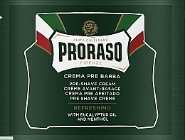 Krem przed goleniem z ekstraktem z eukaliptusa i mentolem - Proraso Green Line Pre-Shaving Refreshing and Toning Cream (próbka) — Zdjęcie N1