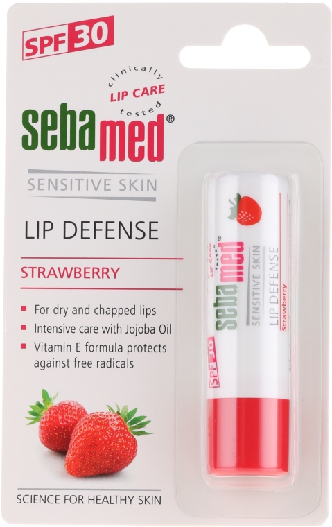 Ochronny balsam do ust Truskawka SPF 30 - Sebamed Lip Defense Stick Strawberry — Zdjęcie N1