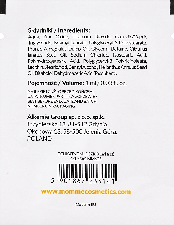 Krem przeciwsłoneczny dla dzieci - Momme Baby Natural Care Spf 50 (próbka) — Zdjęcie N2