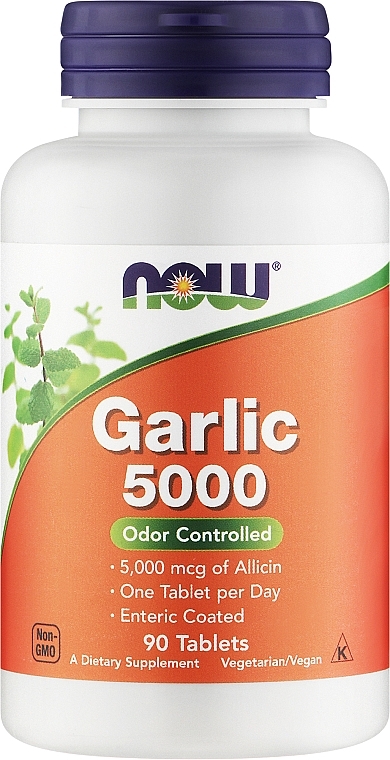 Czosnek w tabletkach - Now Foods Garlic 5000 Odor Controlled — Zdjęcie N1