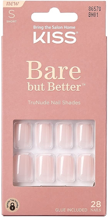 Zestaw sztucznych paznokci z klejem, krótkie - Kiss Bare But Better Nails Nudies — Zdjęcie N1