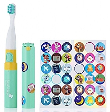 Kup Elektryczna szczoteczka do zębów z naklejkami, zielona - Brush-Baby Go-Kidz Pink Green Toothbrush