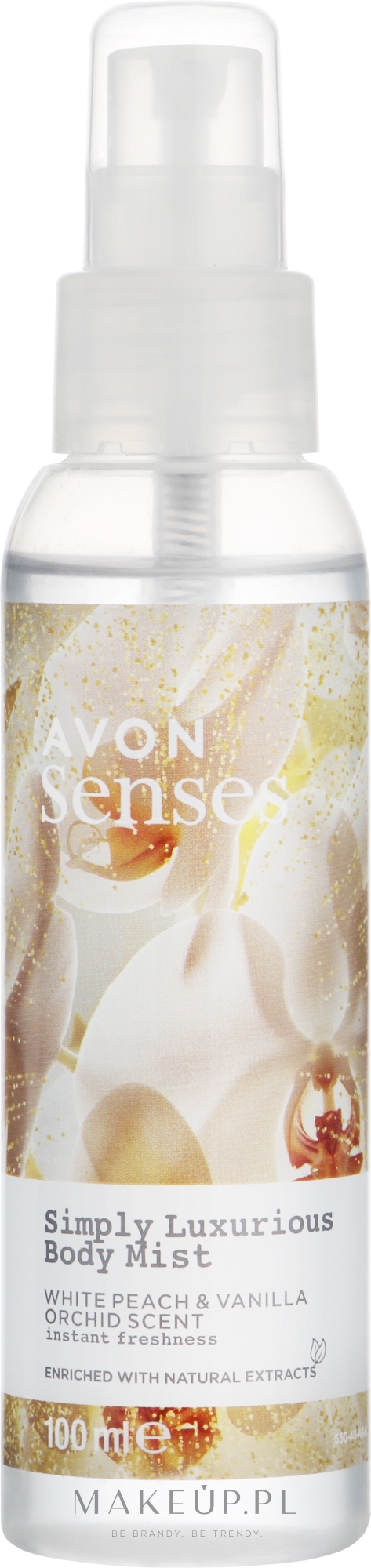 Spray do ciała Brzoskwinia i wanilia - Avon Senses Simply Luxurious Body Mist — Zdjęcie 100 ml