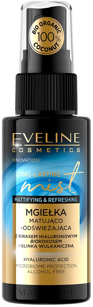 Mgiełka matująco-odświeżająca z biokokosem - Eveline Cosmetics Long-Lasting Mist — Zdjęcie 50 ml