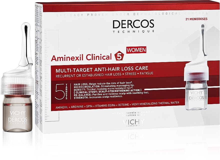 Ampułki na wypadanie włosów dla kobiet - Vichy Dercos Aminexil Clinical 5 — Zdjęcie N1