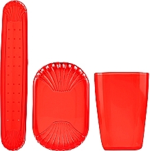 Zestaw podróżny, czerwony - Sanel Comfort II (cup1/pcs + toothbr/case/1pcs + soap/case/1pcs) — Zdjęcie N1