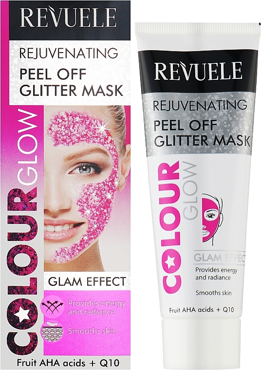 Odmładzająca brokatowa maska peel-off do twarzy - Revuele Colour Glow Rejuvenating Pell Off Glitter Mask — Zdjęcie N2