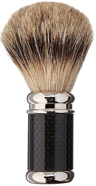 Pędzel do golenia z chromowaną rączką - Golddachs Carbon Optic Finest Badger Shaving Brush Chrome Handle — Zdjęcie N1