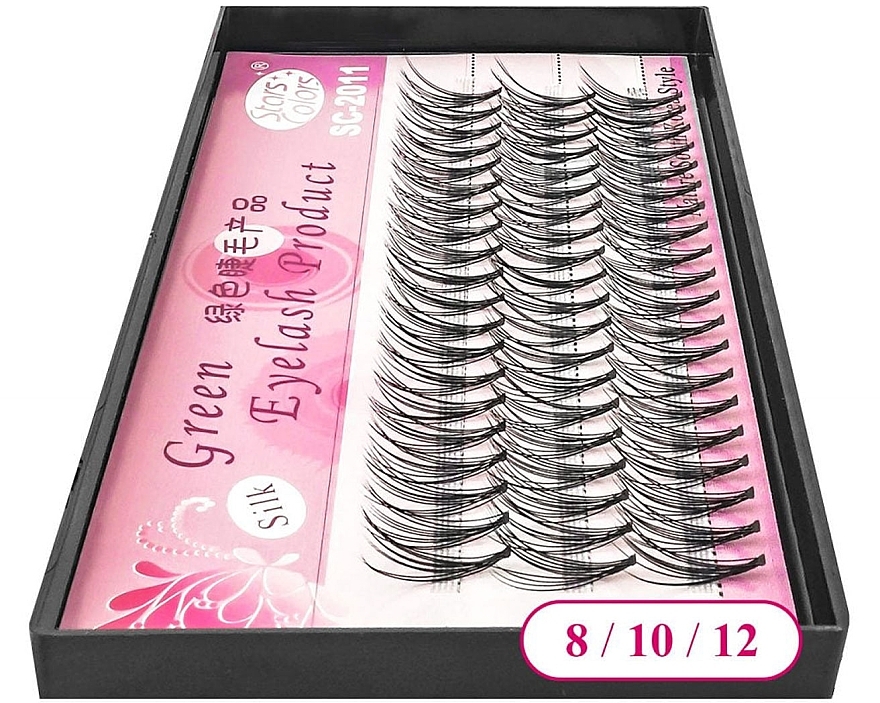 Sztuczne rzęsy, C, 8, 10, 12 mm - Clavier Pink Silk Green Eyelash — Zdjęcie N2