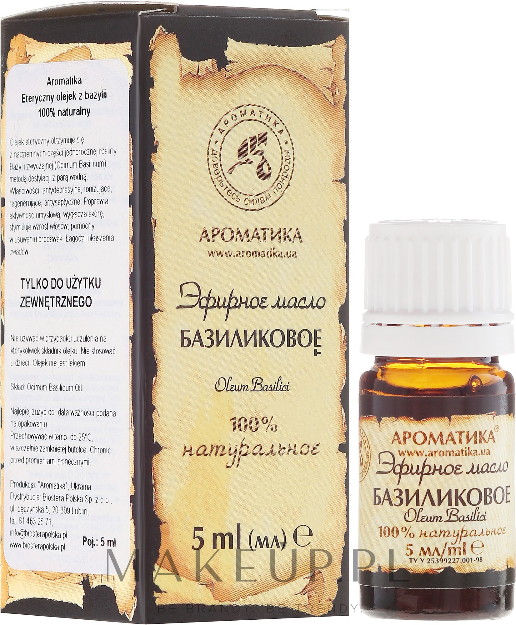 100% naturalny olejek bazyliowy - Aromatika — Zdjęcie 5 ml