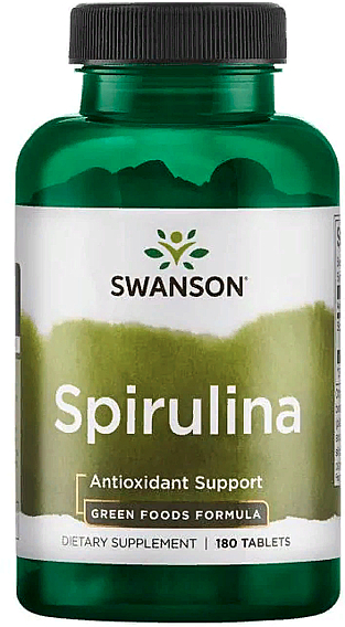 Suplement diety Spirulina, 500 mg, 180 tabletek - Swanson Spirulina Green Foods — Zdjęcie N1