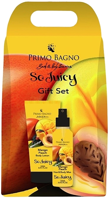 Zestaw Mango i brzoskwinia - Primo Bagno Mango Peach Gift Set (b/lot/150ml + h/b/mist/150ml) — Zdjęcie N1