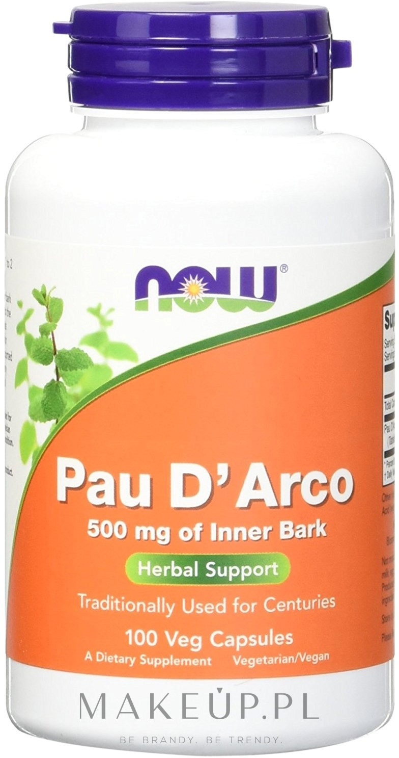 Kapsułki Kora drzewa mrówkowego 500 mg - Now Foods Pau D'Arco — Zdjęcie 100 szt.