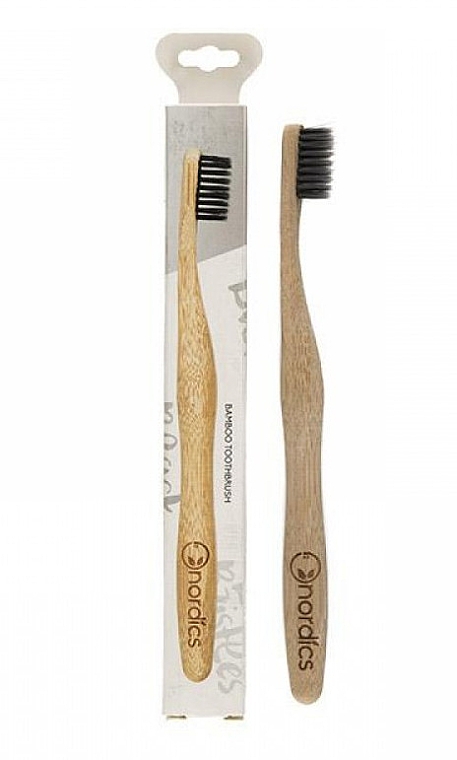 Bambusowa szczoteczka do zębów, średnio twarda, czarne włosie - Nordics Bamboo Toothbrush — Zdjęcie N1