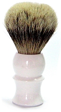 Pędzel do golenia borsuk ze srebrną końcówką, plastikowy, biały - Golddachs — Zdjęcie N1