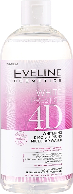 Woda micelarna - Eveline White Prestige 4d Whitening & Moisturising Micellar Water All Skin — Zdjęcie N1