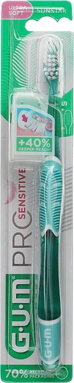 Szczoteczka do zębów, zielona - Sunstar Gum Pro Sensitive Toothbrush Ultra Soft — Zdjęcie N2