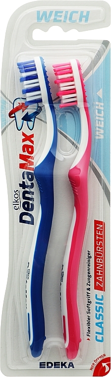 Szczoteczka do zębów, miękka, różowo-niebieska - Elkos Dental Classic — Zdjęcie N3