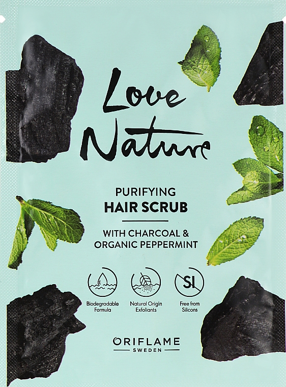 Scrub-szampon do włosów z węglem drzewnym i organiczną miętą - Oriflame Love Nature Charcoal & Organic Peppermint Hair Scrub — Zdjęcie N1