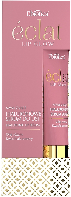 Nawilżające hialuronowe serum do ust z olejkiem różanym - L'biotica Eclat Lip Glow