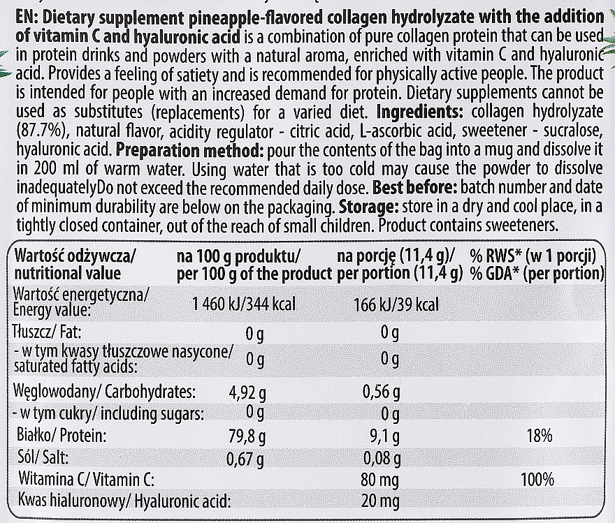 Suplement diety Kolagen o smaku ananasowym - Intenson Collagen Pineapple — Zdjęcie N2