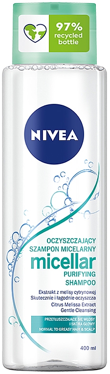 Głęboko oczyszczający szampon micelarny do włosów przetłuszczających się i tłustej skóry głowy - Nivea Micellar Cleansing Shampoo