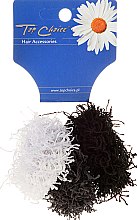 Gumki do włosów typu Spaghetti 3 sztuki,, czarna, szara, biała - Top Choice — Zdjęcie N1