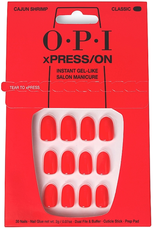 Zestaw sztucznych paznokci - OPI Xpress/On Cajun Shrimp — Zdjęcie N1