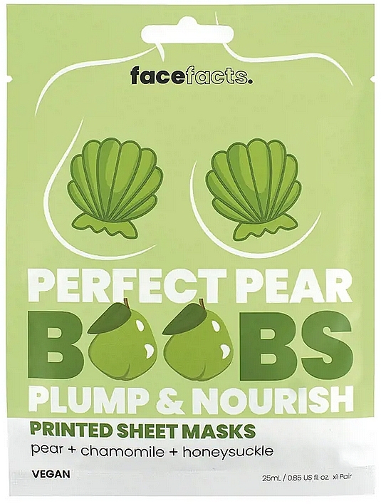 Ujędrniająco-odżywcza maska w płachcie na piersi Gruszka, rumianek i wiciokrzew - Face Facts Perfect Pear Nourishing Boob Sheet Mask — Zdjęcie N1