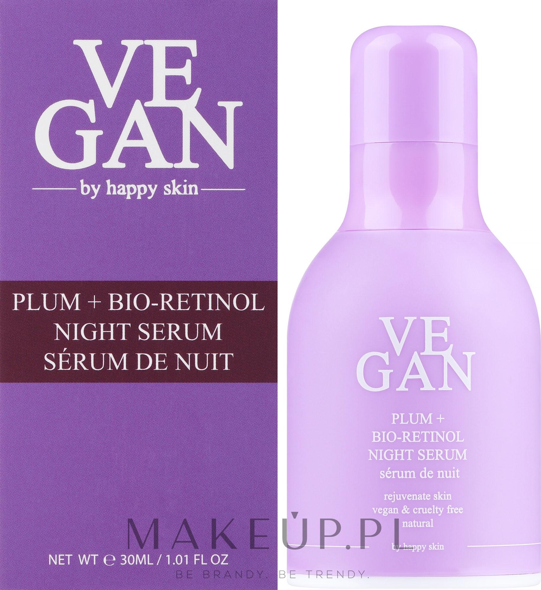 Serum do twarzy na noc z ekstraktem ze śliwki i bio-retinolem - Vegan By Happy Skin Plum + Bio-Retinol Night Serum — Zdjęcie 30 ml