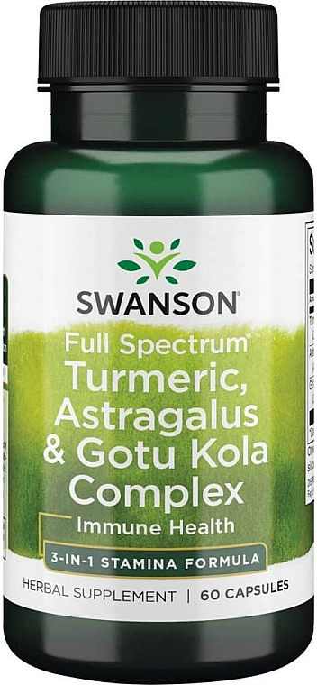 Suplement diety Traganek z kurkumą i gotu-colą - Swanson Full Spectrum Turmeric Astragalus Gotu Kola Complex — Zdjęcie N1