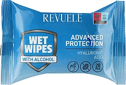 Mokre chusteczki z alkoholem i kwasem hialuronowym - Revuele Advanced Protection Wet Wipes Hyaluronic Acid — Zdjęcie N1