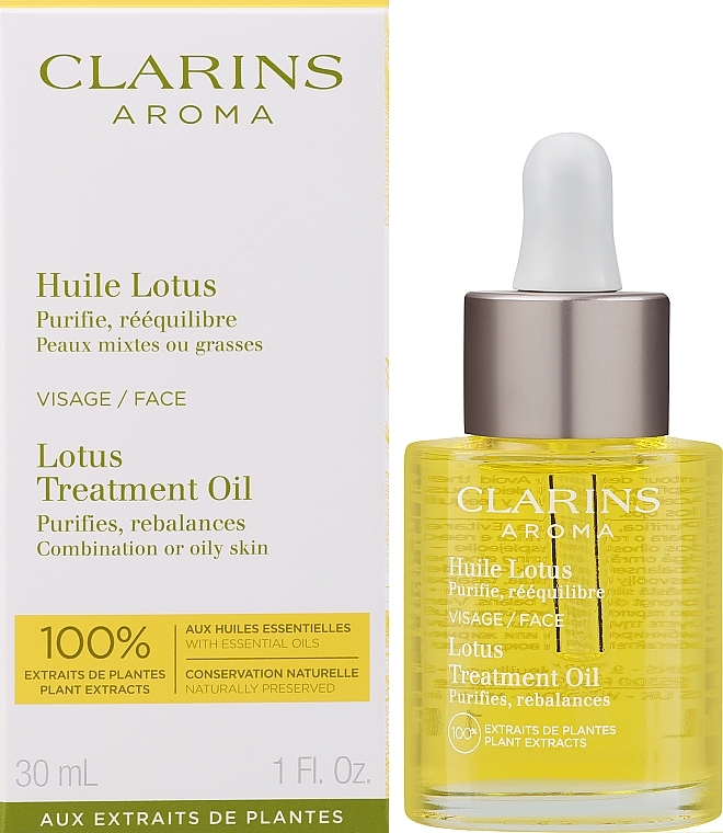 Olejek pielęgnacyjny do cery tłustej i mieszanej - Clarins Lotus Face Treatment Oil — Zdjęcie N2