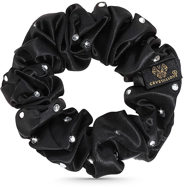 Jedwabna gumka do włosów z kryształkami, czarny - Crystallove Crystalized Silk Scrunchie Black — Zdjęcie N2